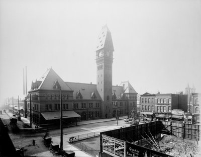 Dearborn Station, Chicago, Illinois, USA, c.1883 (B/W Photo) af Barnes and Crosby