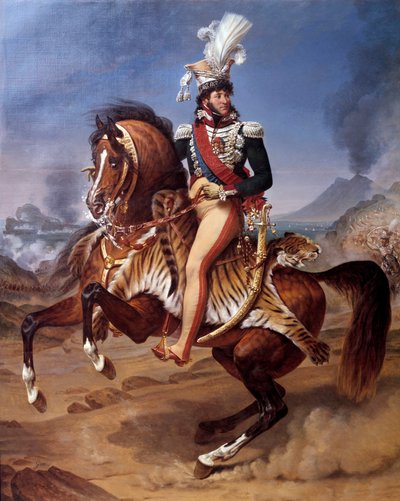 Rideportræt af Joachim Murat (1767-1815) Kongen af Napoli til Napoli med udsigt til Vesuv (Vesuvio) maleri af Antoine Jean Gros (1771-1835) 1800-tallet søn. 3,43x2,8 m - Ridesportræt af Joachim Murat (1767-1815), konge af Napoli i Napoli af Baron Antoine Jean Gros