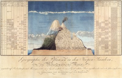 Geography of Plants in Tropical Countries, A Study of the Andes, tegnet af Schoenberger und Turpin, trykt af Langlois, Paris af Baron Friedrich Alexander von Humboldt
