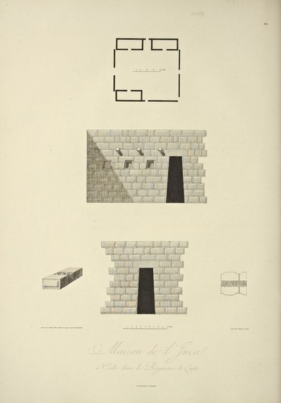 House of the Inca ved Callo i Kongeriget Quito, tegnet af Gmelin, graveret af Bouquet, illustration fra "Views of the Cordilleras and Monuments of the Indigenous Peoples of America" ​​af Alexander von Humboldt og Aime Bonpland, 1813 af Baron Friedrich Alexander von Humboldt