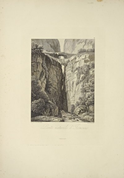 Natural Bridges of Icononzo, illustration fra "Views of the Cordilleras and Monuments of the Native Peoples of America" ​​af Alexander von Humboldt og Aime Bonpland, 1813 af Baron Friedrich Alexander von Humboldt