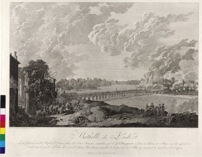 Slaget ved Lodi 1796 (kobberstik) af Baron Louis Albert Bacler d