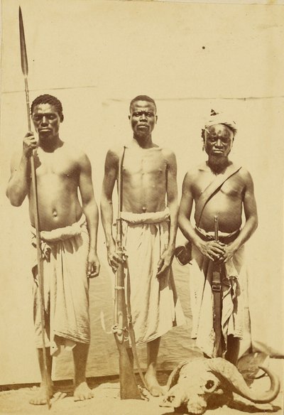 [Speekes og Grants ledsagere, som vendte tilbage til Cairo med dem fra deres rejse for at finde Nilens kilder]. af Baron Paul des Granges