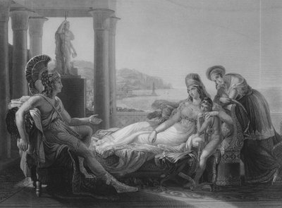Aeneas og Dido (gravering) af Baron Pierre Narcisse (after) Guerin