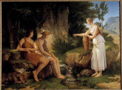 Hyrderne ved Amyntas grav Illustration af "Idyllerne" af Salomon Gessner - Maleri af Pierre Narcisse (Pierre-Narcisse) Guerin (1774-1833) 1805 Søn 1,31x1,76 m af Baron Pierre Narcisse Guerin