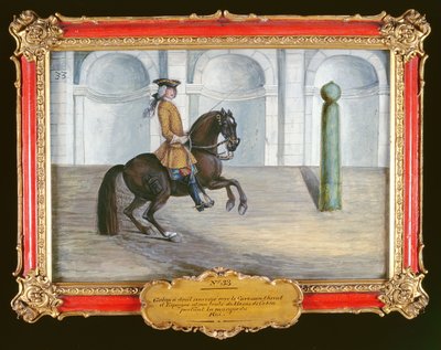 Nr. 33 En spansk hest fra den spanske rideskole, der udfører en dressurbevægelse (wc på papir) af Baron Reis Eisenberg