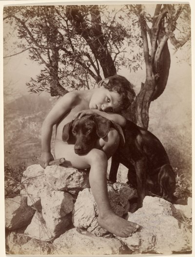 [Ung nøgen dreng og hund] af Baron Wilhelm von Gloeden