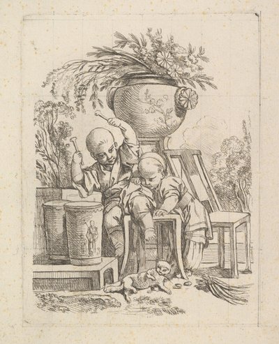 To børn, en spiller på tromme. af Baron de Thiers Louis Antoine Crozat