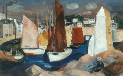 Concarneau Harbor (olie på lærred) af Barry Craig