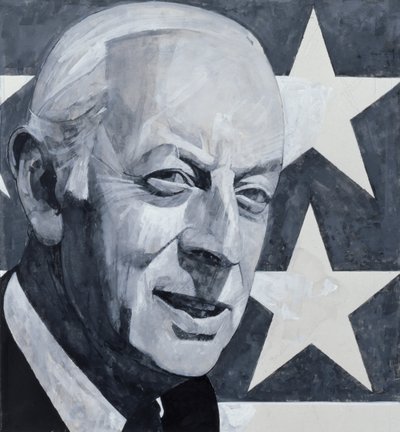 Portræt af Alistair Cooke, illustration til The Listener, 1970