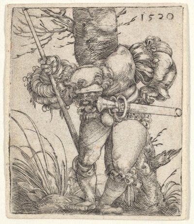 Bøjende soldat lænet mod et træ, 1520. af Barthel Beham