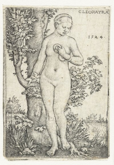 Cleopatras død med slange ved et figentræ Cleopatra (titel på objekt) af Barthel Beham