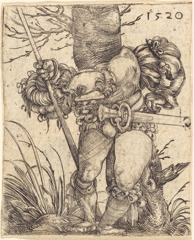 Fodsoldat foran et træ af Barthel Beham