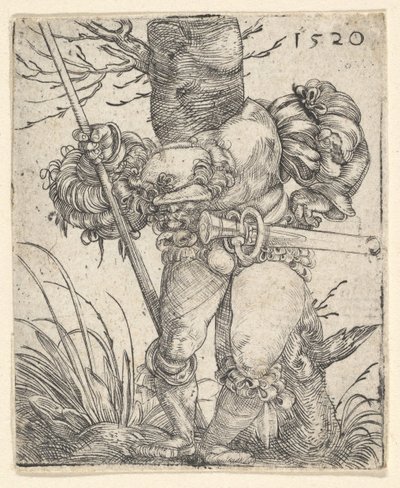 Fodsoldat foran et træ, midten af 1600-tallet. af Barthel Beham