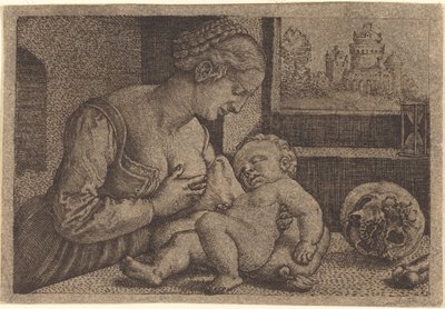 Madonna med kranium af Barthel Beham