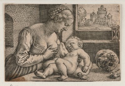 Madonna med et dødningehoved af Barthel Beham