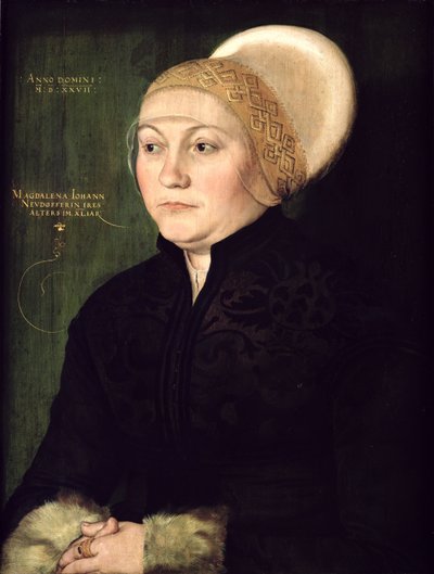 Portræt af Magdalena Neudorffer (1487-c.1544) 1527 af Barthel Beham