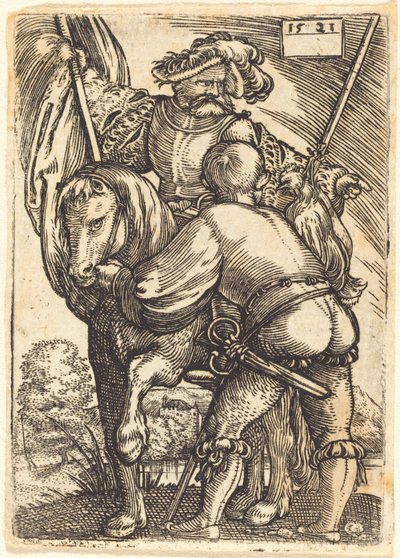 Ridende fanebærer og fodsoldat af Barthel Beham