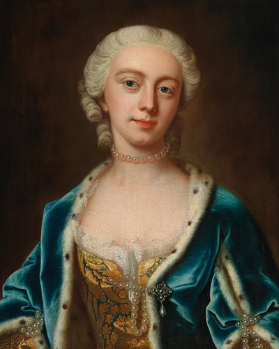 Portræt af Augusta af Saxe-Gotha 1719-1772, prinsesse af Wales, midten af det 18. årh. af Barthelemy Du Pan