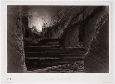 Udsigt taget i minerne i Wieliczka, Polen, 20. marts 1840, indgraveret af Sabatier (tonet litho) af Barthelemy after Lauvergne