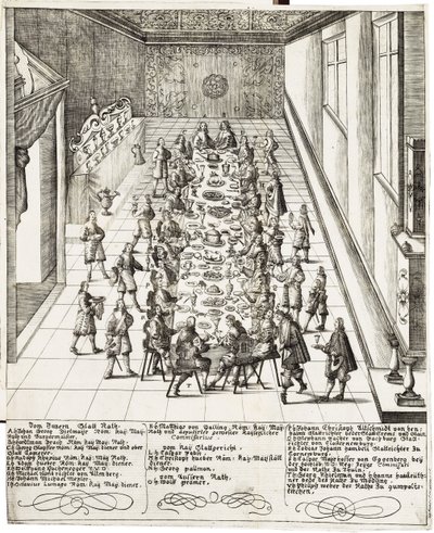Festmåltid i anledning af troskabsløftet modtaget af Ferdinand IV (1633 -1654), konge af romerne, konge af Ungarn og konge af Bøhmen den 5. september 1651 i Wien af Bartholomäus Kilian