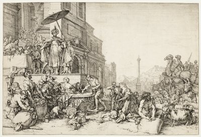 Joseph uddeler korn til Egypten af Bartholomeus Breenbergh