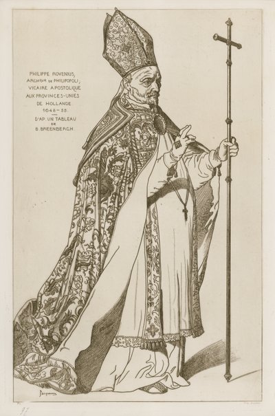 Philippe Rovenius, ærkebiskop af Philipopoli, apostolisk vikar, til de forenede provinser i Holland, 1648-55. Efter et maleri af B Breenbergh af Bartholomeus Breenbergh
