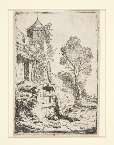 Huset nær det sekskantede tårn af Bartholomeus Breenbergh
