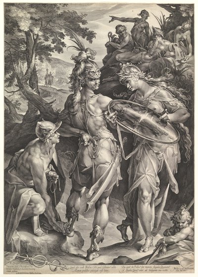 Minerva og Merkur bevæbner Perseus, 1604 af Bartholomeus Spranger