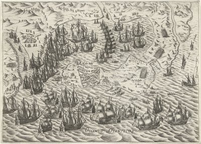 Slaget ved Cadiz, 1596 af Bartholomeus Willemsz. Dolendo (attributed to)