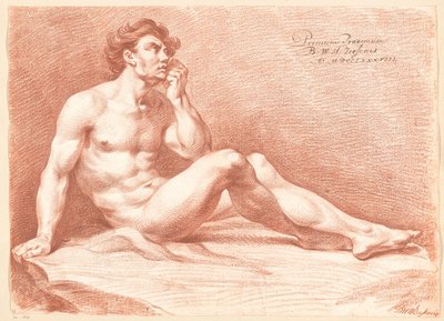 Siddende mand nøgen, set fra siden (1. præmie 1788) af Bartholomeus Ziesenis