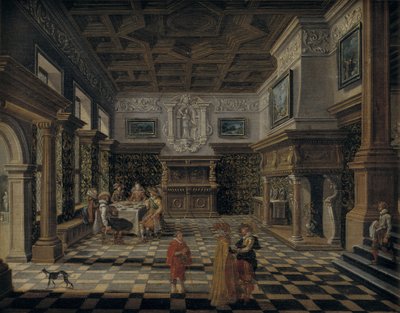 Overdådigt renæssanceinteriør med en banket af Bartholomeus van Bassen