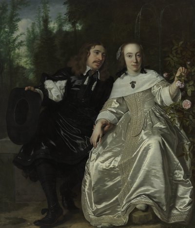 Hollandsk: Abraham del Court og hans kone Maria de Kaersgieter Abraham del Court og hans kone Maria de Kaersgieter af Bartholomeus van der Helst