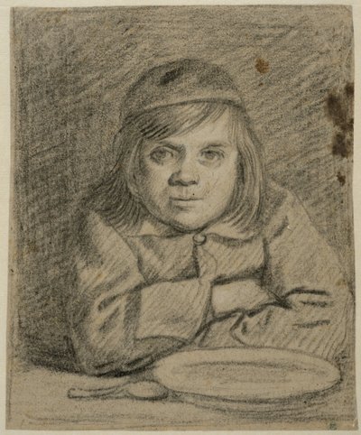 Dreng med foldede arme ved et bord af Bartholomeus van der Helst