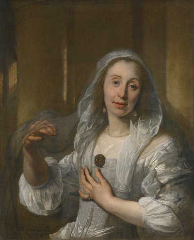 Portræt af en kvinde i hvidt af Bartholomeus van der Helst