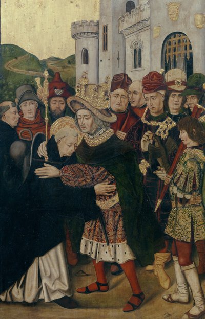 Kong Ferdinand I af Castilla bød velkommen til Saint Dominic af Silos, 1478-1480 af Bartolomé Bermejo