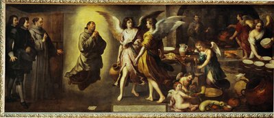 La cuisine des Anges - englenes køkken. Et af ... af Bartolome Esteban (school of) Murillo