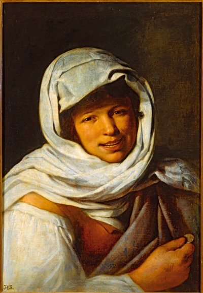 Galicisk kvinde med en mønt ... (olie på lærred) af Bartolomé Esteban Murillo