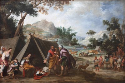 Laban leder efter sine stjålne husguder af Bartolomé Esteban Murillo