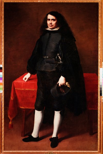 Portræt af en herre med langt hår og jordbærkrave (olie på lærred af Bartolomé Esteban Murillo