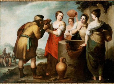 Rebekka og Eliezer (maleri på lærred) af Bartolome Esteban Murillo