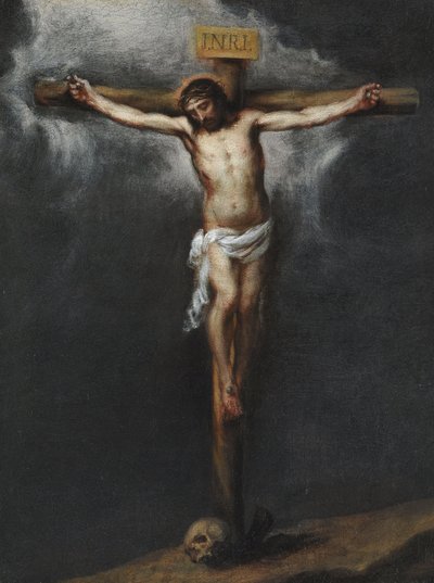 Korsfæstelsen af Murillo, Bartolome Esteban (1617-1682). Olie på lærred, størrelse: 43,9x33,3, , Privat samling af Bartolomé Esteban Murillo