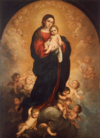 Jomfru og barn i herlighed af Bartolomé Esteban Murillo