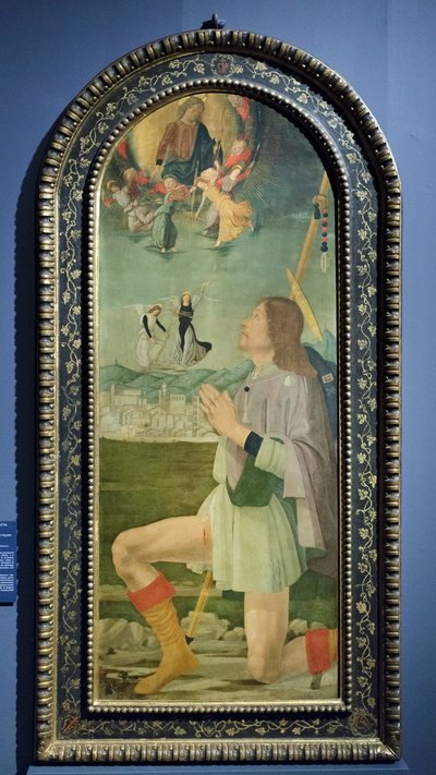 Sankt Roch driver pesten væk fra Arezzo, ca. 1479-80 (tempera på panel) af Bartolomeo (attr. to) Della Gatta