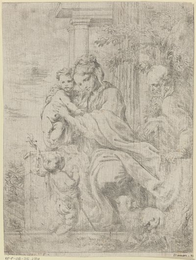 Hellig Familie med den unge Johannes Døberen af Bartolomeo Biscaino