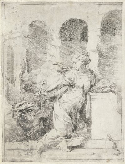 Margaret af Antiokia trodser dragen af Bartolomeo Biscaino
