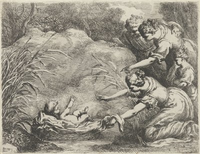 Moses reddede fra Nilen af Bartolomeo Biscaino