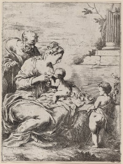 Den hellige familie med Sankt Johannes af Bartolomeo Biscaino