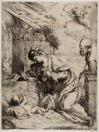 Jomfruen, der tilbeder Jesusbarnet af Bartolomeo Biscaino