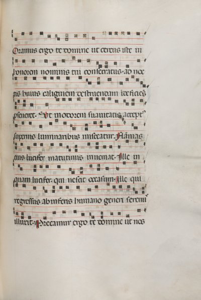 Missale: Fol. 157: Musik til Exultet, 1469 af Bartolomeo Caporali